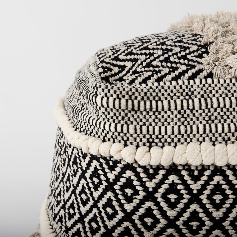 Mercana - Darika 16.0L x 16.0W x 16.0H Black/White/Gray Cotton Pouf - 69515_CLOSEOUT view 5