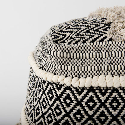 Mercana - Darika 16.0L x 16.0W x 16.0H Black/White/Gray Cotton Pouf - 69515_CLOSEOUT view 5