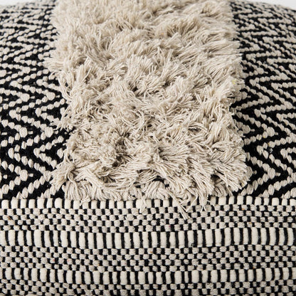 Mercana - Darika 16.0L x 16.0W x 16.0H Black/White/Gray Cotton Pouf - 69515_CLOSEOUT view 6