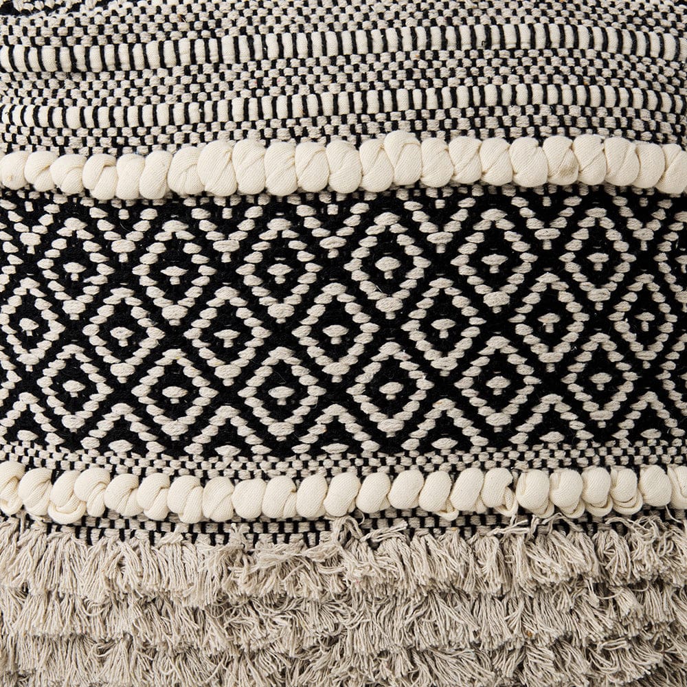 Mercana - Darika 16.0L x 16.0W x 16.0H Black/White/Gray Cotton Pouf - 69515_CLOSEOUT view 7