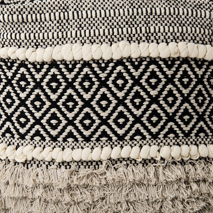 Mercana - Darika 16.0L x 16.0W x 16.0H Black/White/Gray Cotton Pouf - 69515_CLOSEOUT view 7