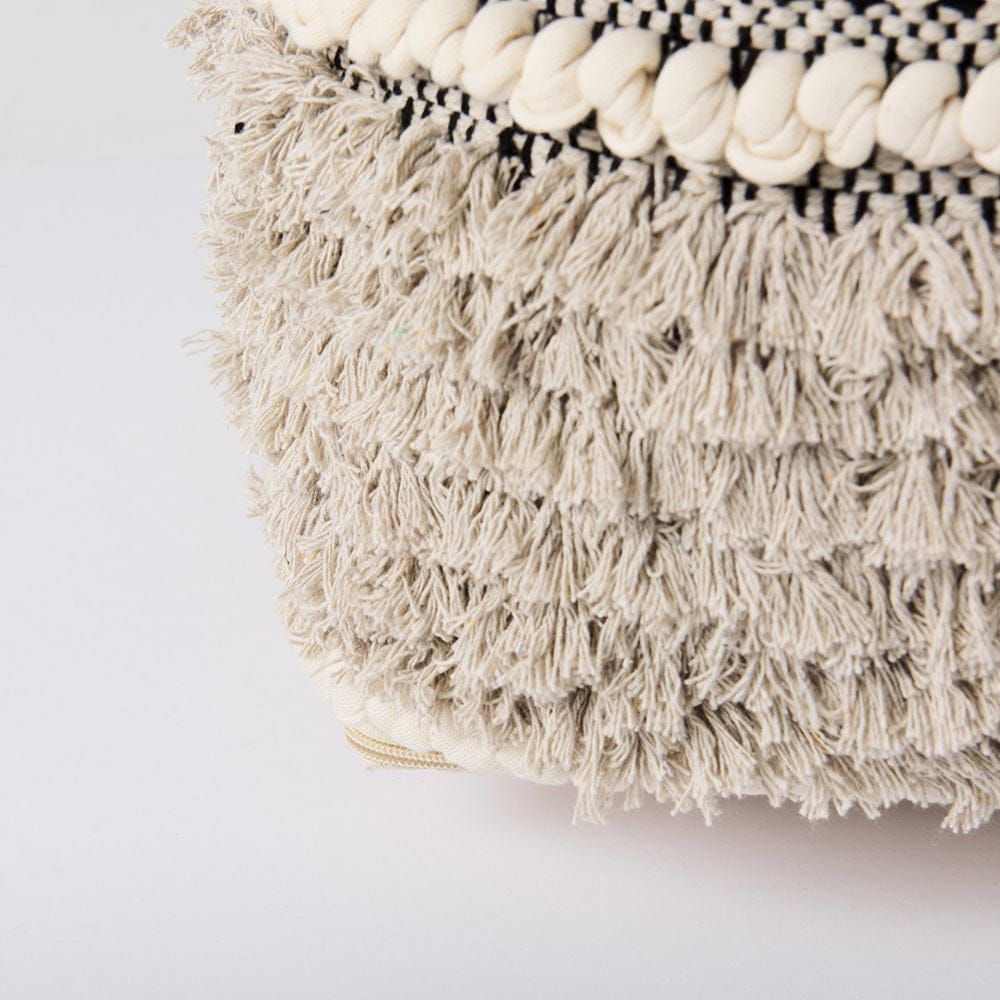 Mercana - Darika 16.0L x 16.0W x 16.0H Black/White/Gray Cotton Pouf - 69515_CLOSEOUT view 8