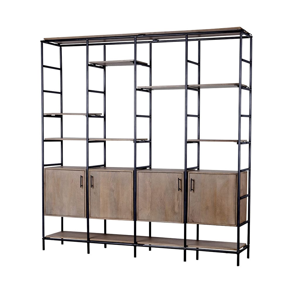 Mercana - Darius 82L x 16.5W x 90H Medium Brown Wood and Metal Multi-Shelf Shelving Unit - 68206-ABC view 1