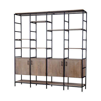 Mercana - Darius 82L x 16.5W x 90H Medium Brown Wood and Metal Multi-Shelf Shelving Unit - 68206-ABC view 1