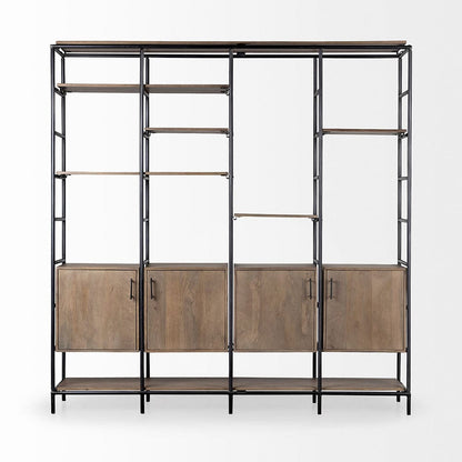 Mercana - Darius 82L x 16.5W x 90H Medium Brown Wood and Metal Multi-Shelf Shelving Unit - 68206-ABC view 4