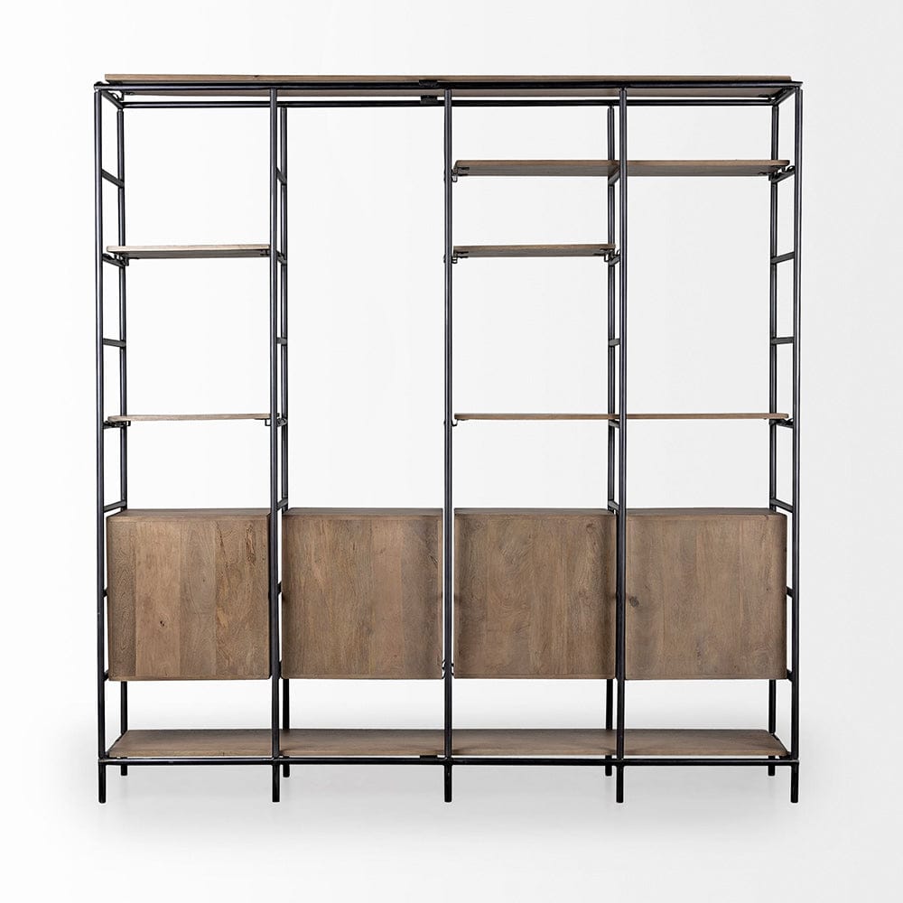 Mercana - Darius 82L x 16.5W x 90H Medium Brown Wood and Metal Multi-Shelf Shelving Unit - 68206-ABC view 5