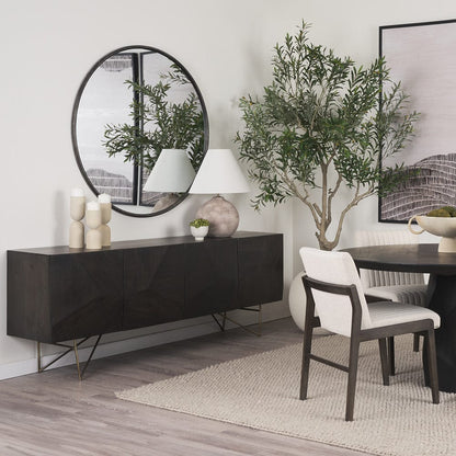 Mercana - Darwin 80x17.5 Brown Solid Wood Gold Metal Base 4 Cabinet Door Sideboard - 68472 view 13
