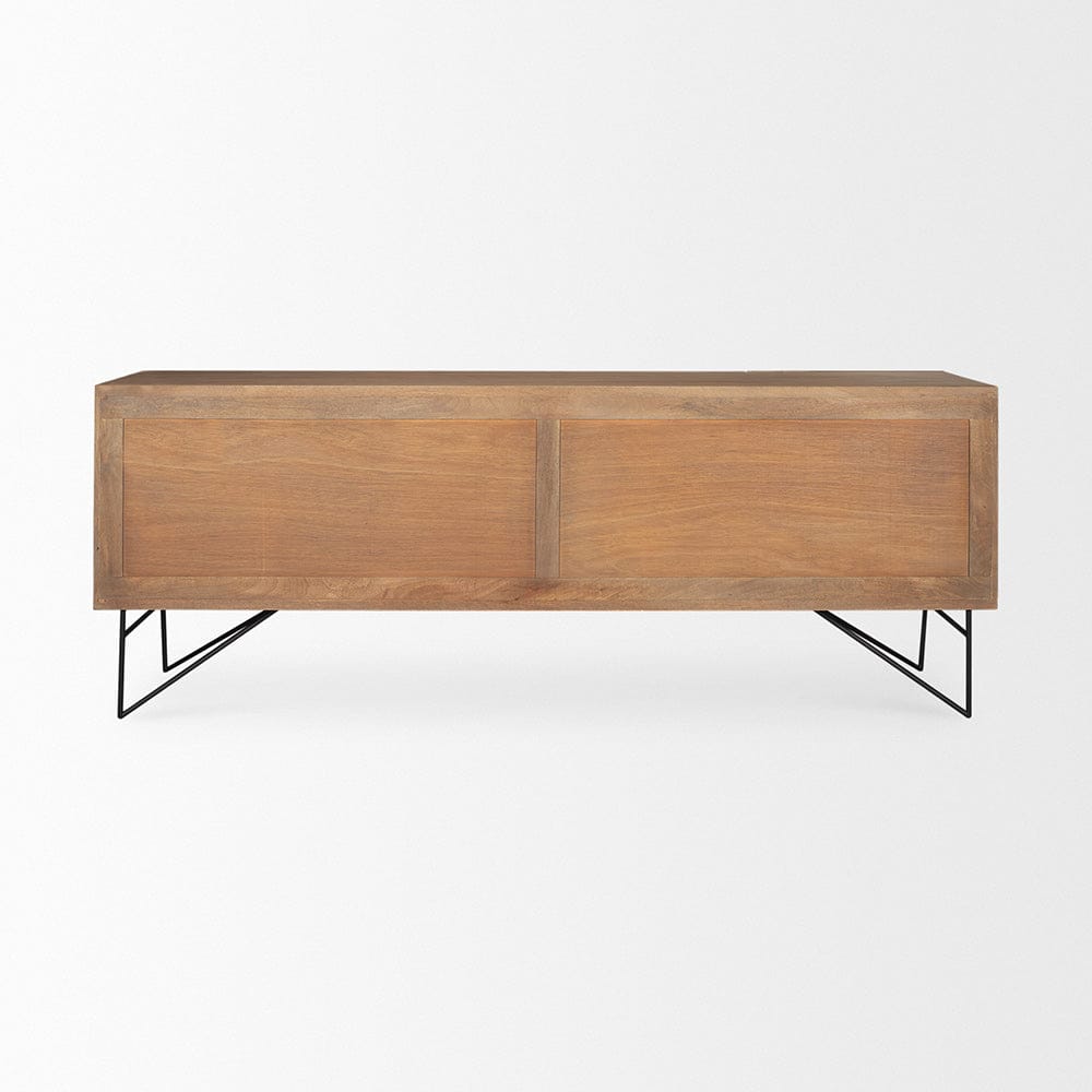 Mercana - Darwin Light Brown Wooden 4 Door w/ 2 Shelves Sideboard - 70683 view 4