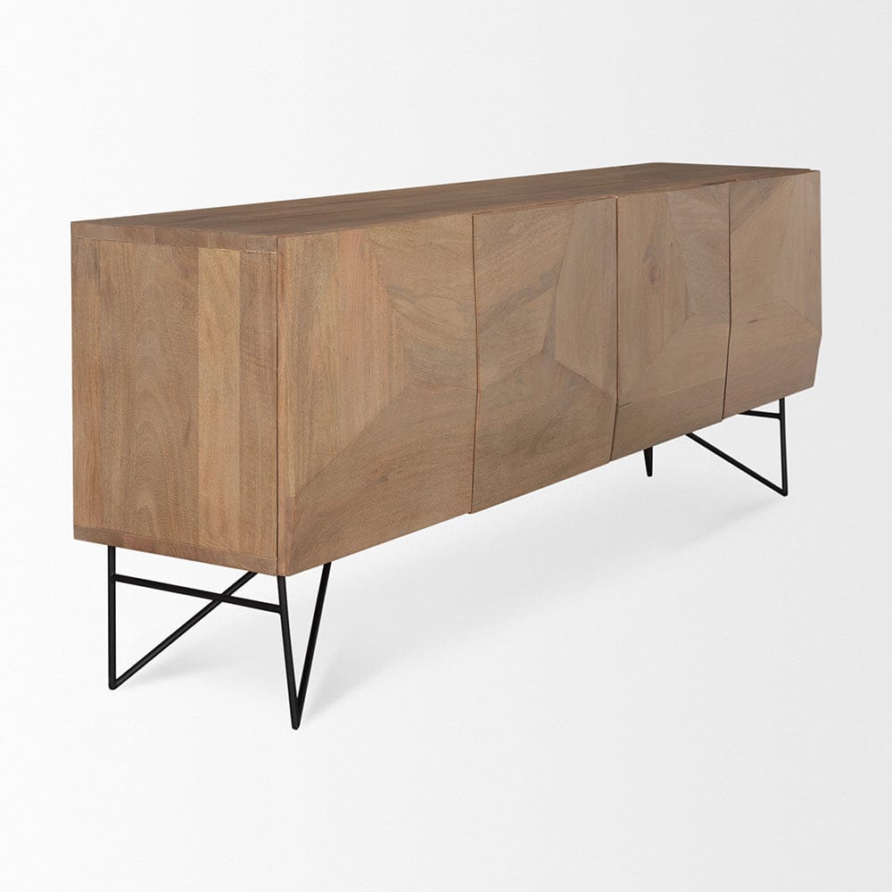 Mercana - Darwin Light Brown Wooden 4 Door w/ 2 Shelves Sideboard - 70683 view 5