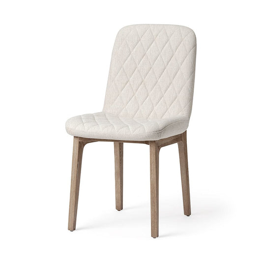 Mercana - David Diamond Tuffed Cream Fabric Wrap Brown Wood Base Dining Chair (Set of 2) - 68317 view 1