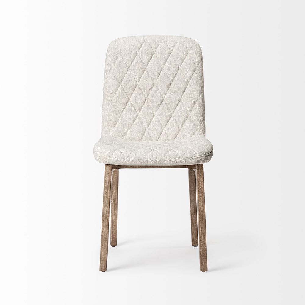 Mercana - David Diamond Tuffed Cream Fabric Wrap Brown Wood Base Dining Chair (Set of 2) - 68317 view 3