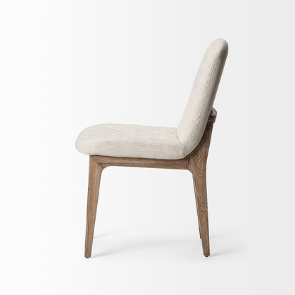 Mercana - David Diamond Tuffed Cream Fabric Wrap Brown Wood Base Dining Chair (Set of 2) - 68317 view 4