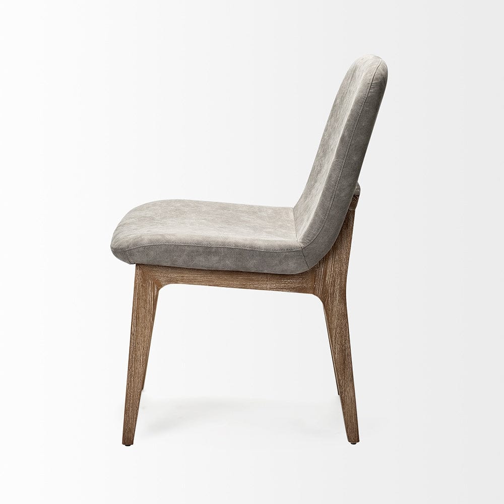 Mercana - David Grey Fabric Wrap Medium Brown Wood Base Dining Chair (Set of 2) - 68318 view 4