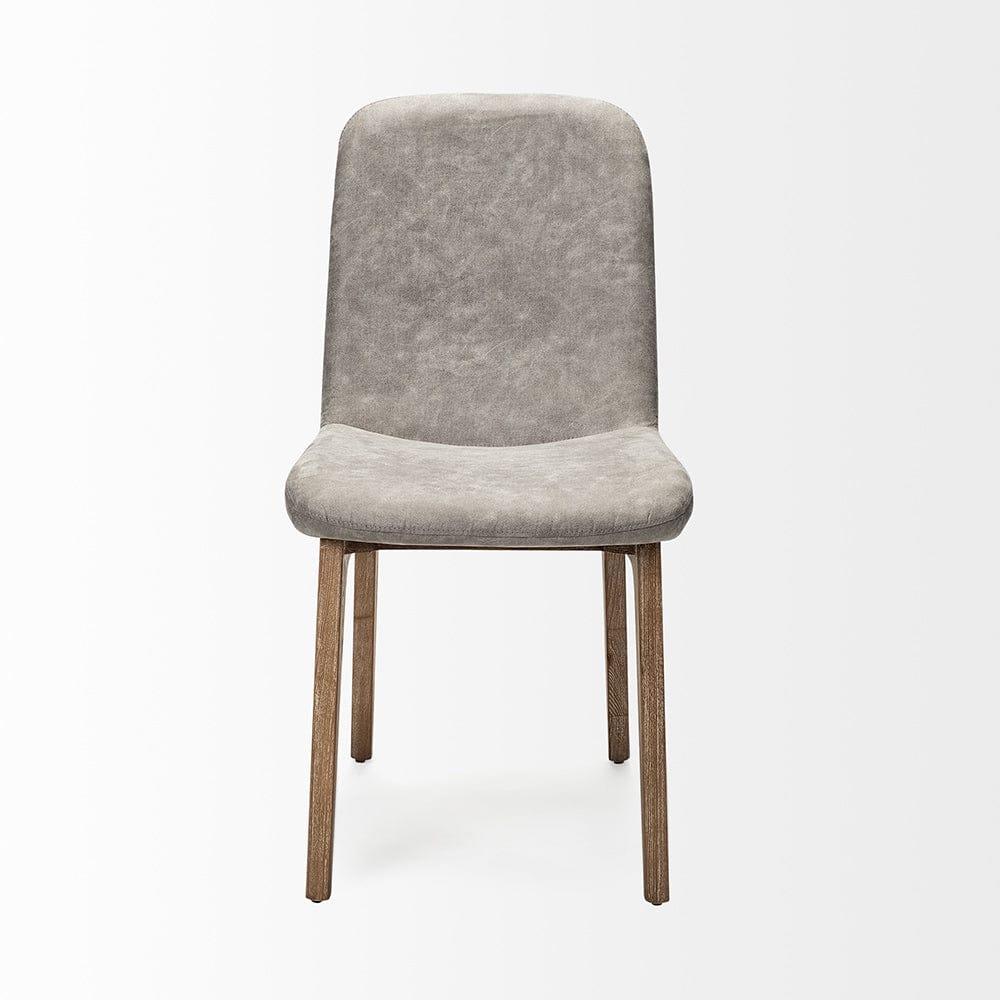 Mercana - David Grey Fabric Wrap Medium Brown Wood Base Dining Chair (Set of 2) - 68318 view 5