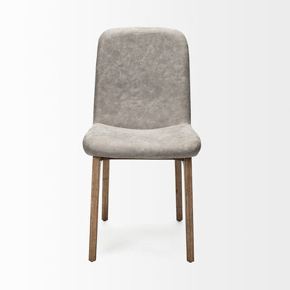 Mercana - David Grey Fabric Wrap Medium Brown Wood Base Dining Chair (Set of 2) - 68318 view 5