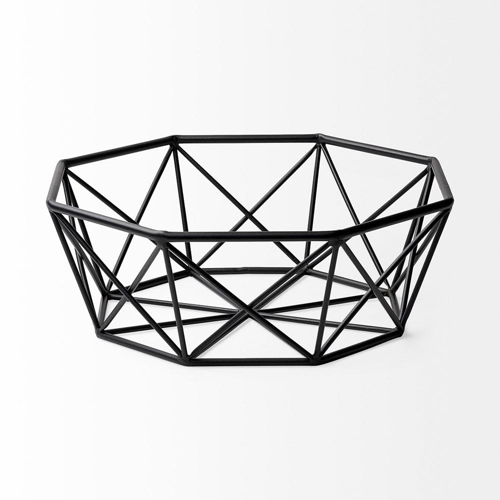 Mercana - Davy 17L x 17W Black Metal Large Hexagonal Bowl - 68799_CLOSEOUT view 2