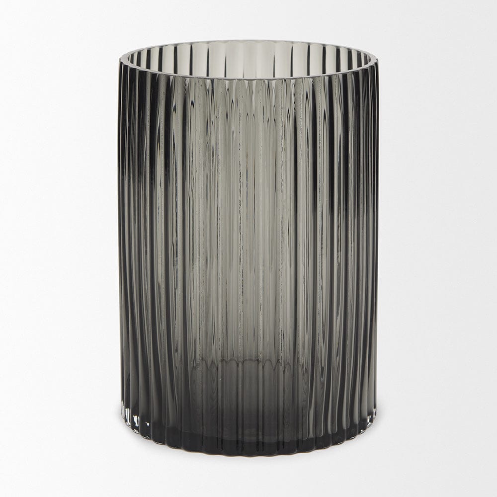 Mercana - Dawn Short Smokey Black Glass Vase - 70360 view 2