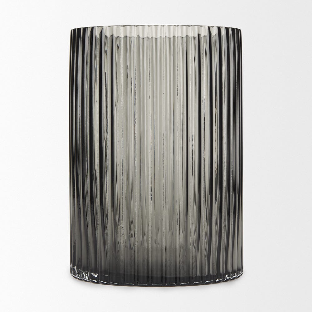 Mercana - Dawn Short Smokey Black Glass Vase - 70360 view 3