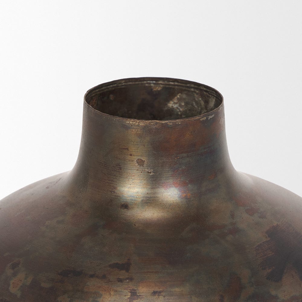 Mercana - Daya Medium Antiqued Gold Metal Vase - 70553 view 3