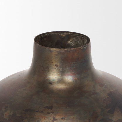 Mercana - Daya Medium Antiqued Gold Metal Vase - 70553 view 3