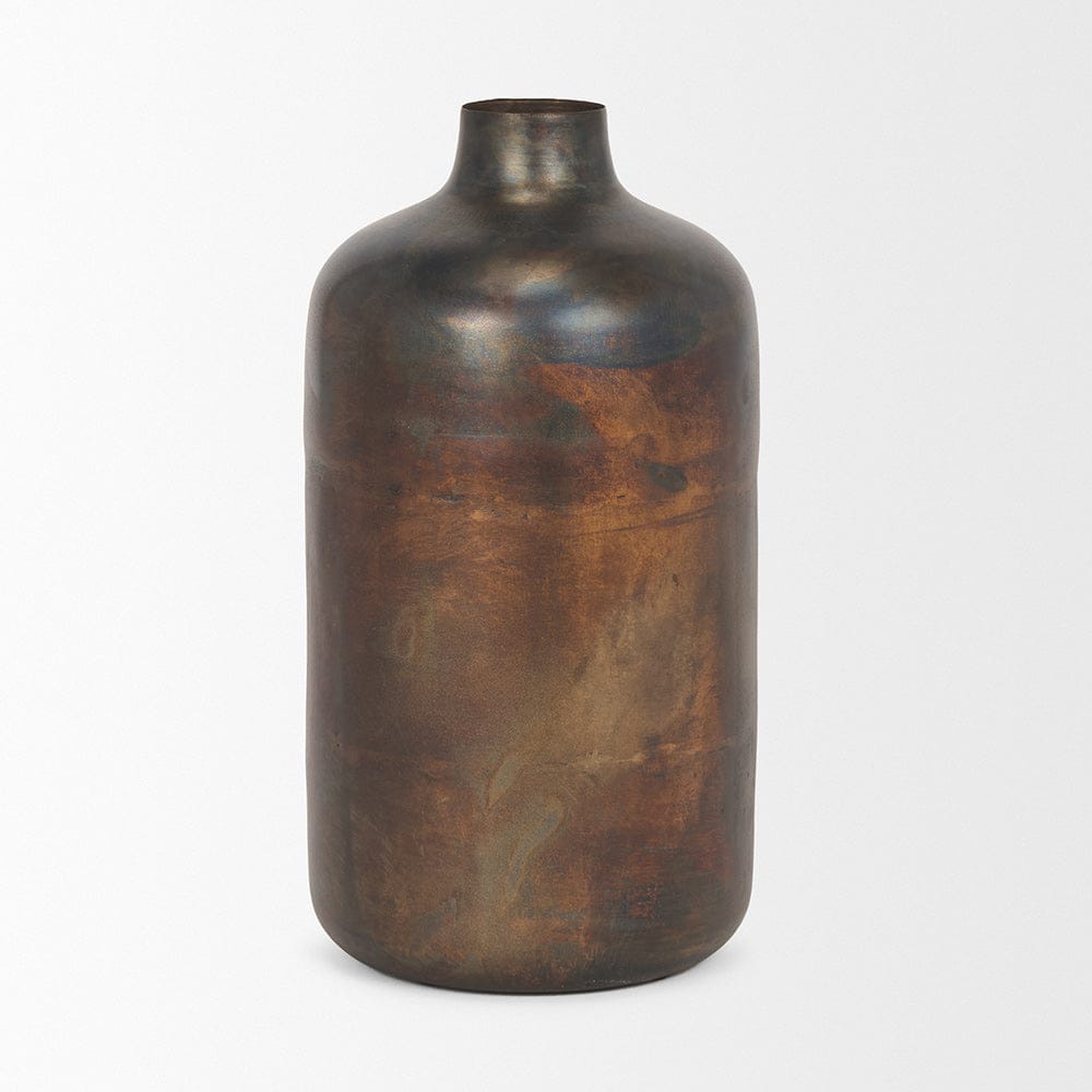 Mercana - Daya Tall Antiqued Gold Metal Vase - 70555 view 2
