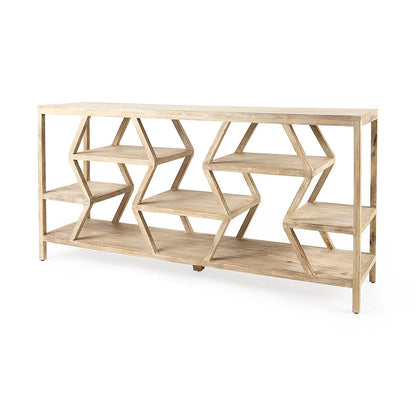 Mercana - Dayton II 66L x 16W Natural Wooden Multi-Level Shelf Console Table - 68501_CLOSEOUT view 1