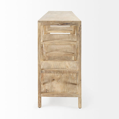 Mercana - Dayton II 66L x 16W Natural Wooden Multi-Level Shelf Console Table - 68501_CLOSEOUT view 2