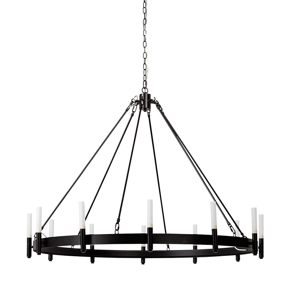 Mercana - Decamp I 47.2"x36.2" Black Metal Chassis Glass Tube Twelve Light Chandelier - 68594_CLOSEOUT view 1