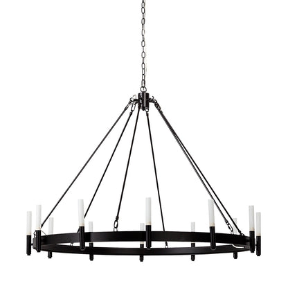 Mercana - Decamp I 47.2"x36.2" Black Metal Chassis Glass Tube Twelve Light Chandelier - 68594_CLOSEOUT view 1