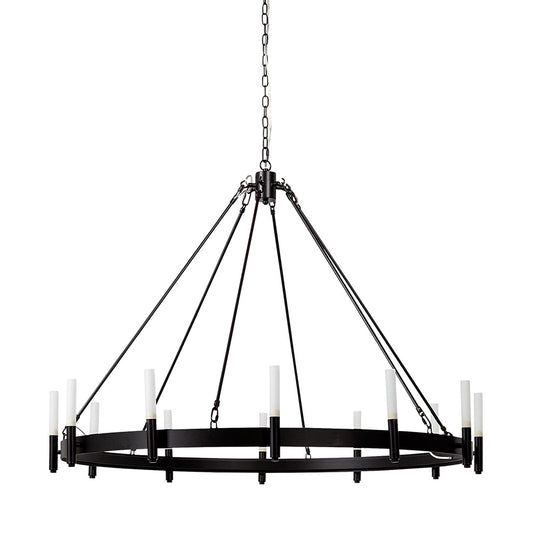 Mercana - Decamp I 47.2"x36.2" Black Metal Chassis Glass Tube Twelve Light Chandelier - 68594_CLOSEOUT view 1