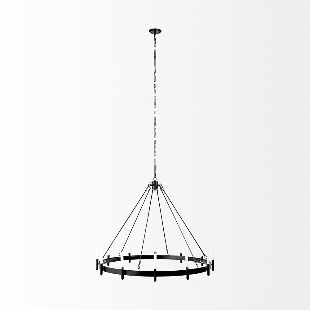 Mercana - Decamp I 47.2"x36.2" Black Metal Chassis Glass Tube Twelve Light Chandelier - 68594_CLOSEOUT view 3