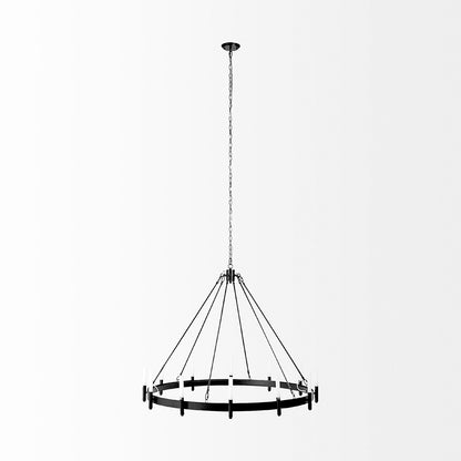 Mercana - Decamp I 47.2"x36.2" Black Metal Chassis Glass Tube Twelve Light Chandelier - 68594_CLOSEOUT view 3