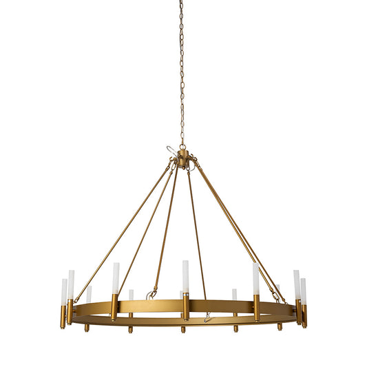 Mercana - Decamp II 47.2"x36.2" Gold Metal Chassis Glass Tube Twelve Light Chandelier - 68595_CLOSEOUT view 1