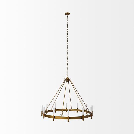 Mercana - Decamp II 47.2"x36.2" Gold Metal Chassis Glass Tube Twelve Light Chandelier - 68595_CLOSEOUT view 2