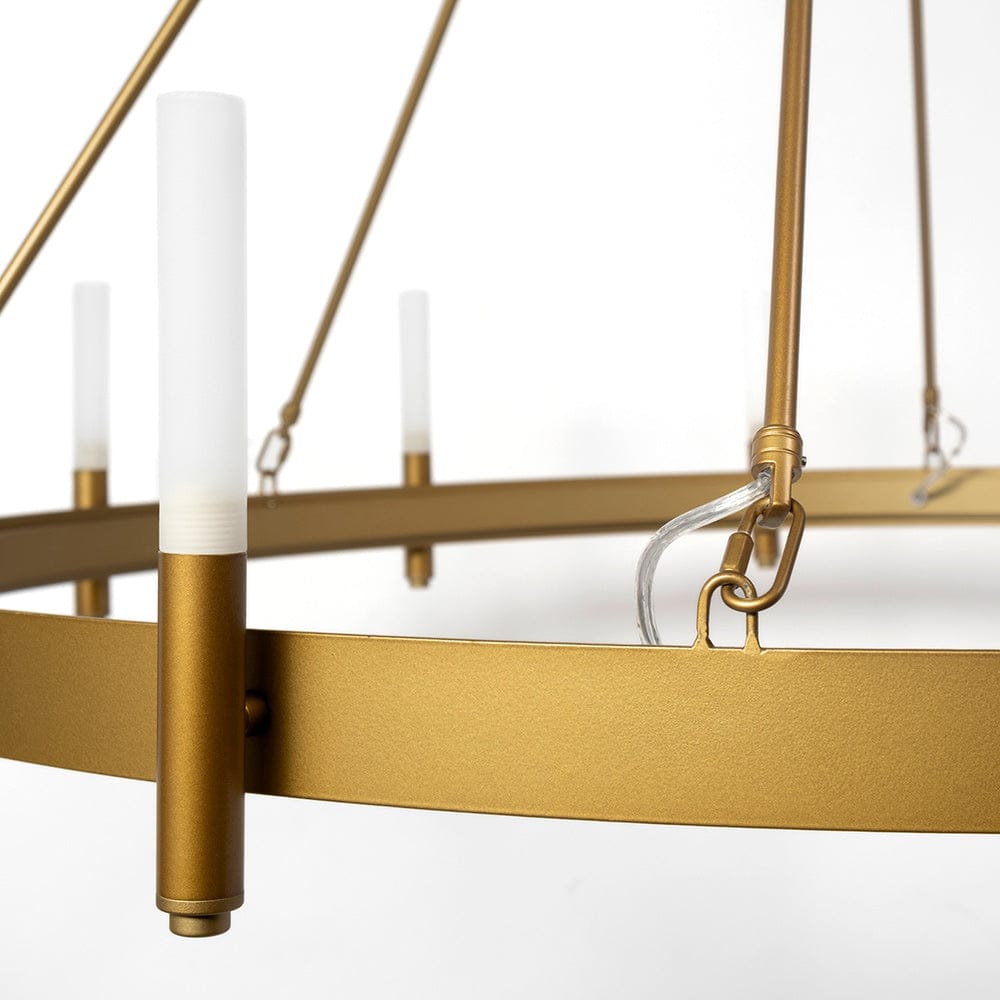 Mercana - Decamp II 47.2"x36.2" Gold Metal Chassis Glass Tube Twelve Light Chandelier - 68595_CLOSEOUT view 5