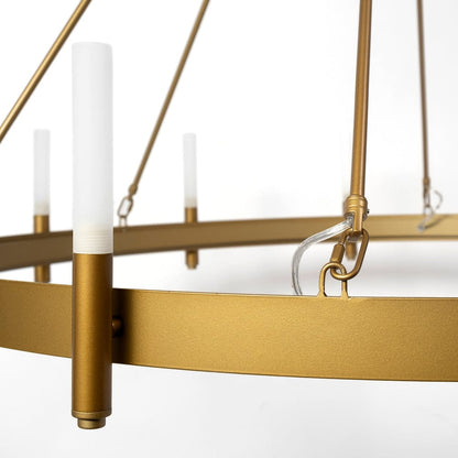 Mercana - Decamp II 47.2"x36.2" Gold Metal Chassis Glass Tube Twelve Light Chandelier - 68595_CLOSEOUT view 5
