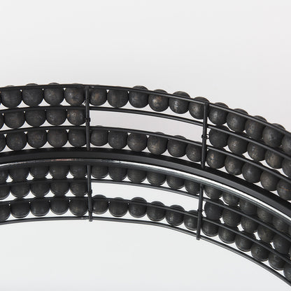 Mercana - Decatur II 21L x 21W Black Wooden Bead Mirrored Bottom Round Tray - 68675 view 6