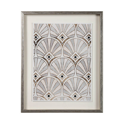Mercana - Deco Patterning I by Victoria Barnes a Hand Embellished Textured Framed Art Print Matted under Glass - 13697 view 1