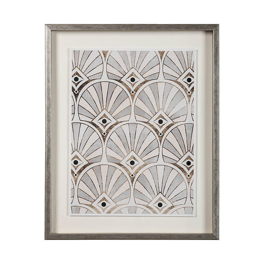 Mercana - Deco Patterning I by Victoria Barnes a Hand Embellished Textured Framed Art Print Matted under Glass - 13697 view 1