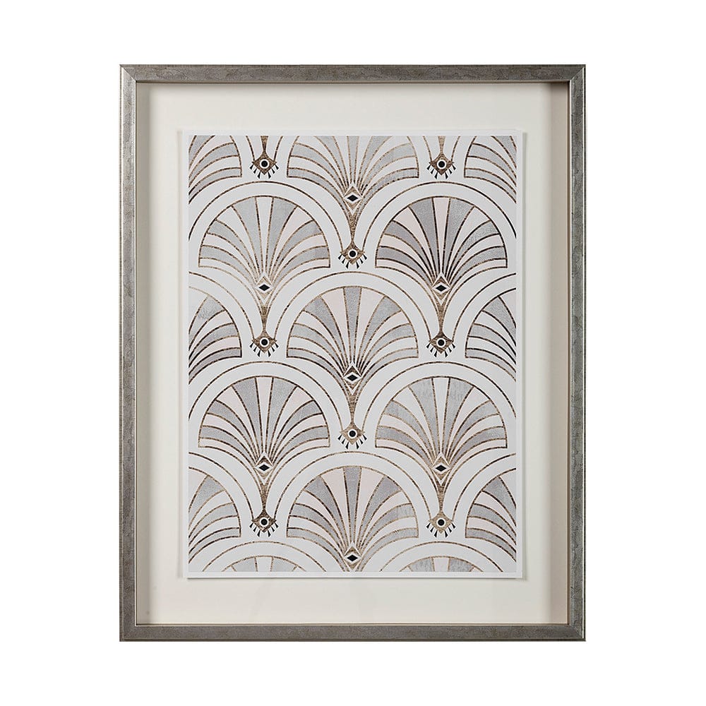 Mercana - Deco Patterning II by Victoria Barnes Hand Embellished Textured Framed Art Print Matted under Glass - 13698 view 1