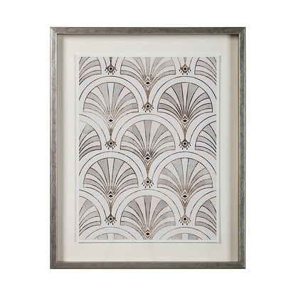 Mercana - Deco Patterning II by Victoria Barnes Hand Embellished Textured Framed Art Print Matted under Glass - 13698 view 1