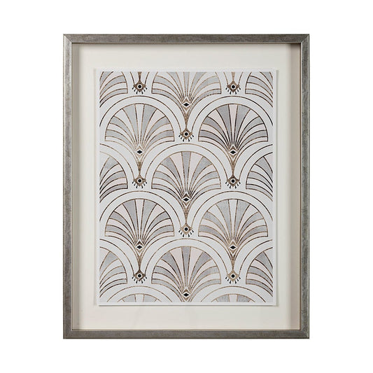 Mercana - Deco Patterning II by Victoria Barnes Hand Embellished Textured Framed Art Print Matted under Glass - 13698 view 1
