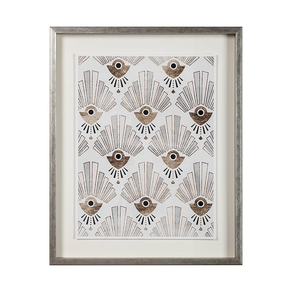 Mercana - Deco Patterning III by Victoria Barnes Hand Embellished Textured Framed Art Print Matted under Glass - 13699 view 1