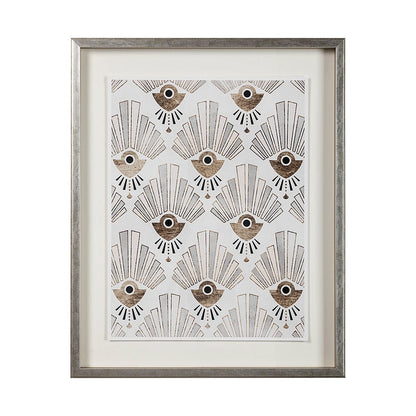 Mercana - Deco Patterning III by Victoria Barnes Hand Embellished Textured Framed Art Print Matted under Glass - 13699 view 1