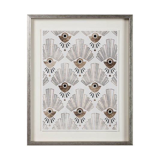 Mercana - Deco Patterning III by Victoria Barnes Hand Embellished Textured Framed Art Print Matted under Glass - 13699 view 1