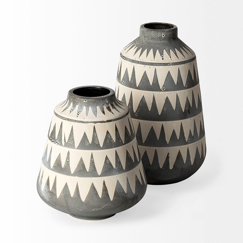 Mercana - Delaney Small Gray Patterned Ceramic Vase - 68779 view 5