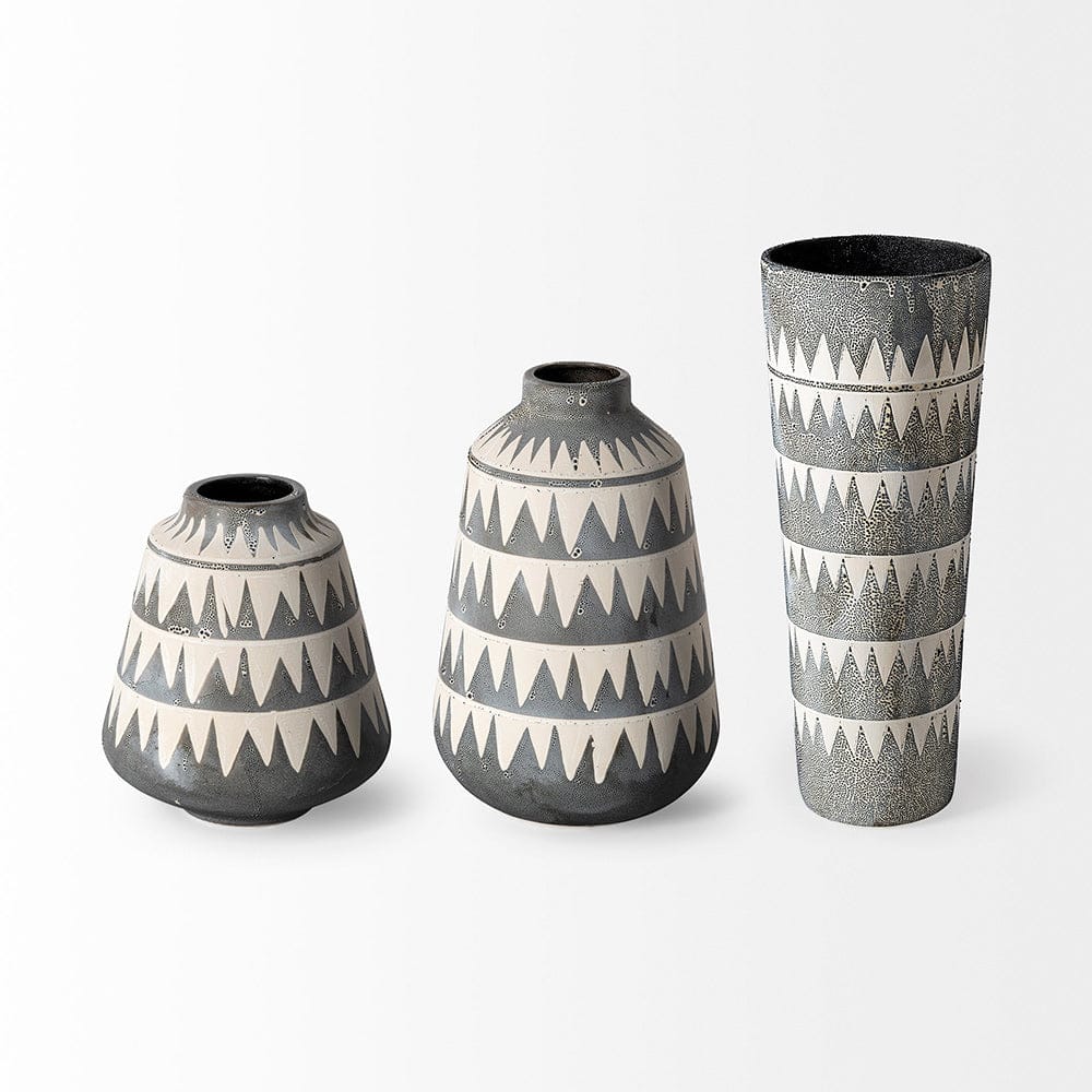 Mercana - Delaney Small Gray Patterned Ceramic Vase - 68779 view 6