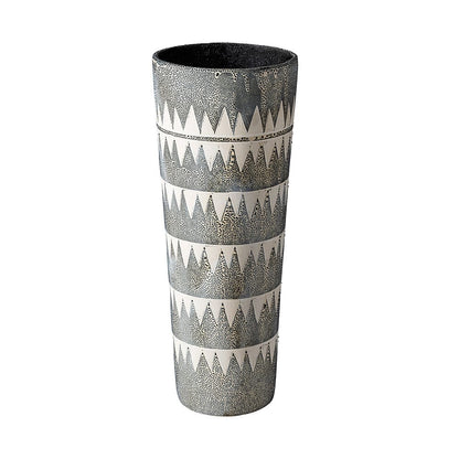 Mercana - Delaney Tall Gray Patterned Ceramic Vase - 68781 view 1