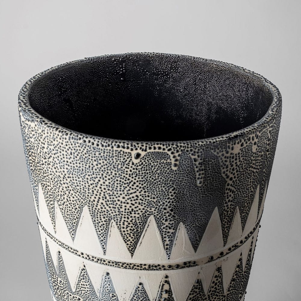 Mercana - Delaney Tall Gray Patterned Ceramic Vase - 68781 view 3
