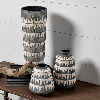 Mercana - Delaney Tall Gray Patterned Ceramic Vase - 68781 view 8